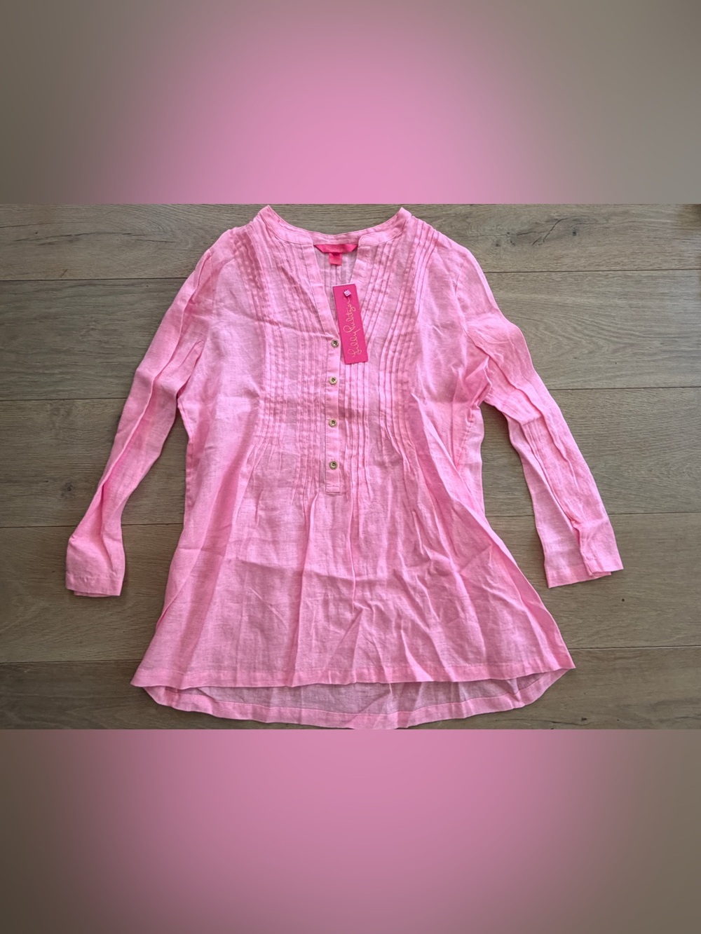 Lilly Pulitzer 100% linen Sarasota tunic lightweight casual beach preppy Med NWT